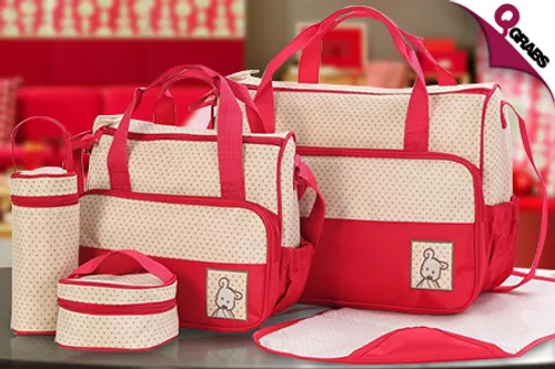 From QR75 Carry It All with a 5-Piece Diaper Bag Set - Choose from 4 Cute Colors! (Up to QR340 Value)